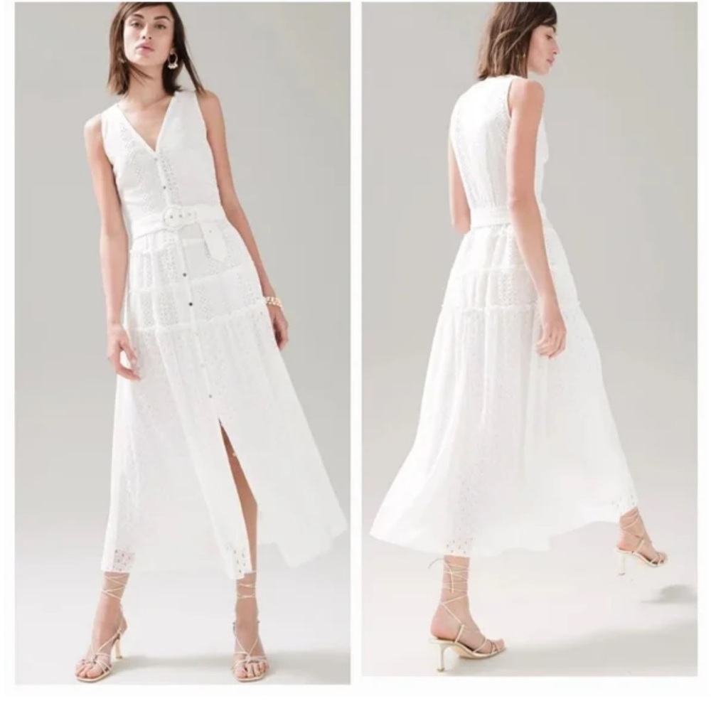 White House Black Market Ivory Lace Maxi Dress